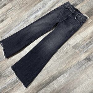 MOTHER Black Flare Wide Leg Jeans 27 The Roller Fray Sharing Secrets High Rise